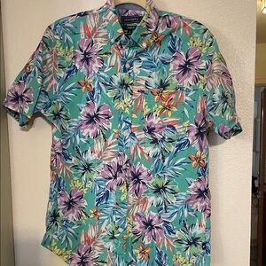 Crown & Ivy Men's Floral Button Down Shirt - Green, Purple, Orange